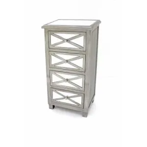 13" x 19" x 39" Silver, 4 Drawer, Mirrored - Chest