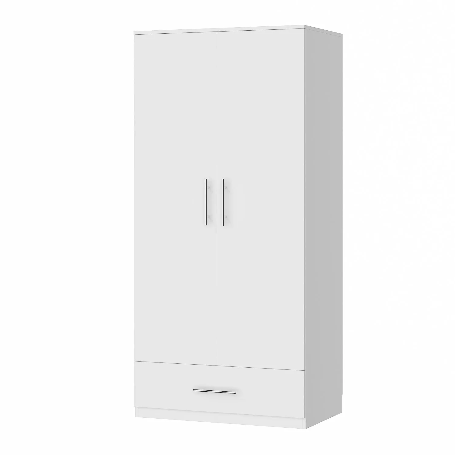 2-Door Wardrobe Cabinet with 1 Drawer Armoire for Bedroom Storage