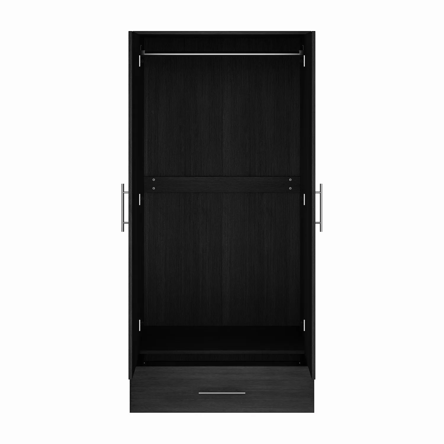 2-Door Wardrobe Cabinet with 1 Drawer Armoire for Bedroom Storage