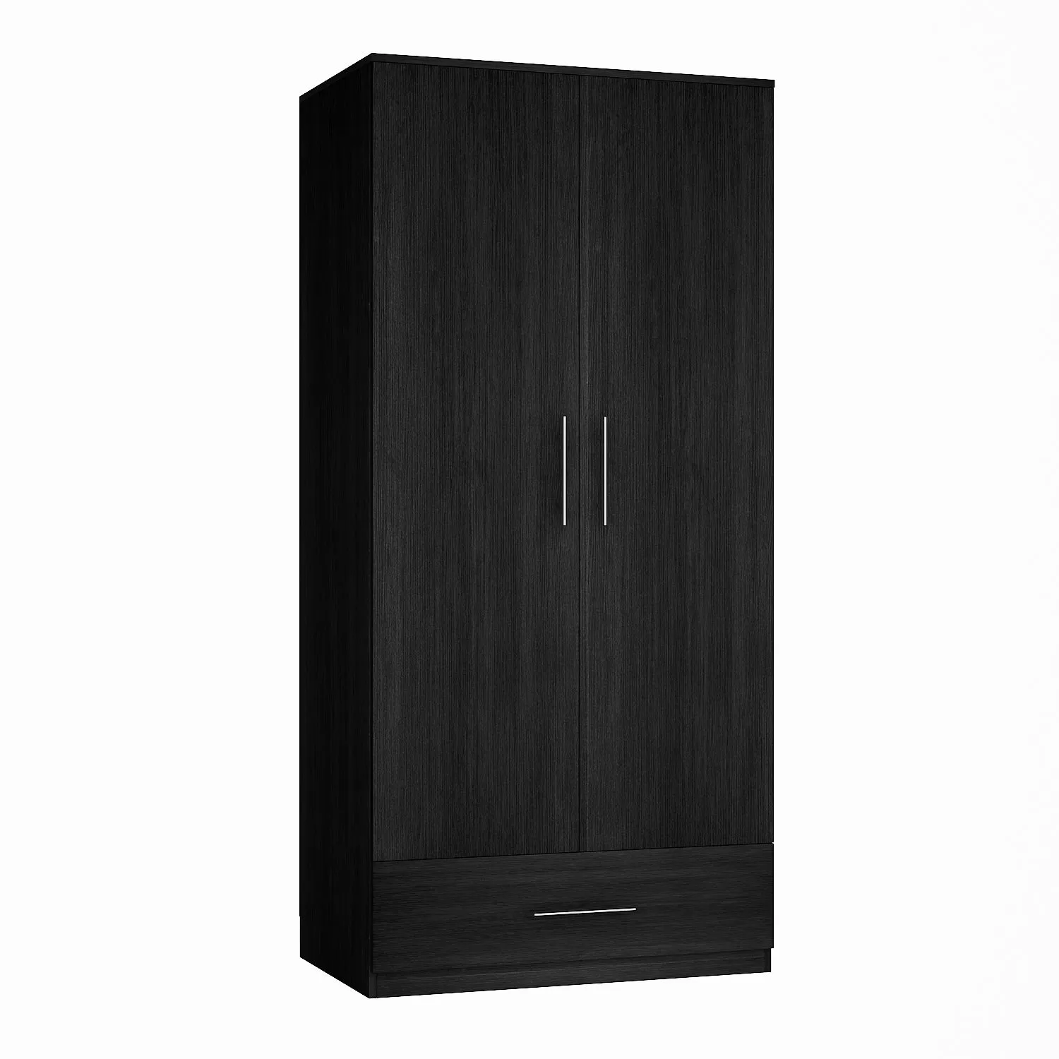 2-Door Wardrobe Cabinet with 1 Drawer Armoire for Bedroom Storage