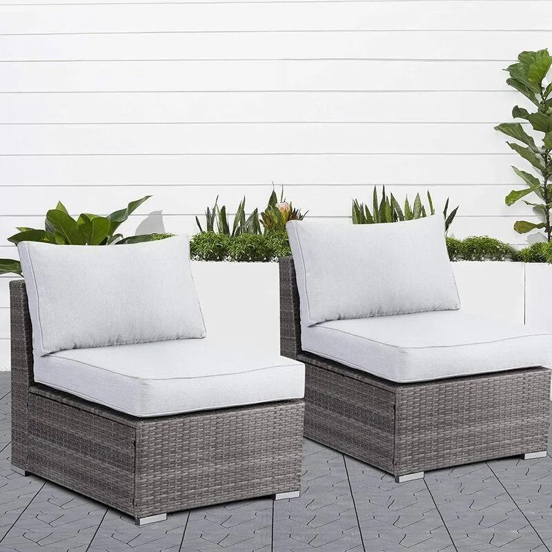 2 Pieces Outdoor Patio Furniture Corner Sofas