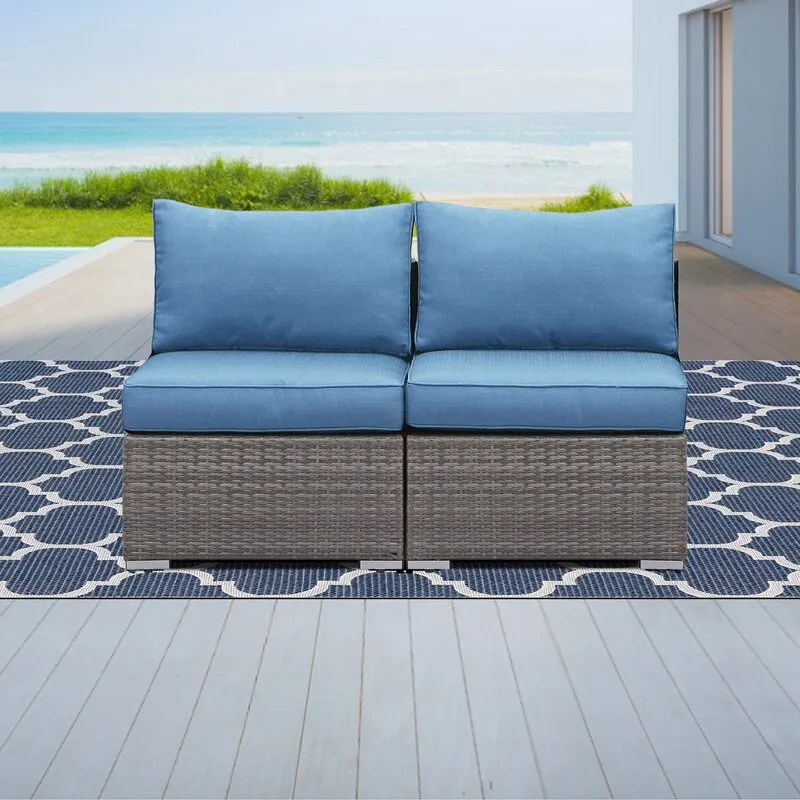 2 Pieces Outdoor Patio Furniture Corner Sofas