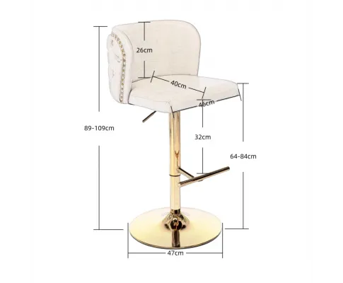 2x Faux Leather Golden Base Swivel Bar Stools- Beige