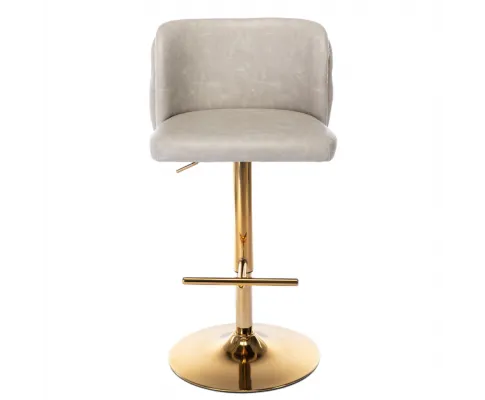 2x Faux Leather Golden Base Swivel Bar Stools- Beige