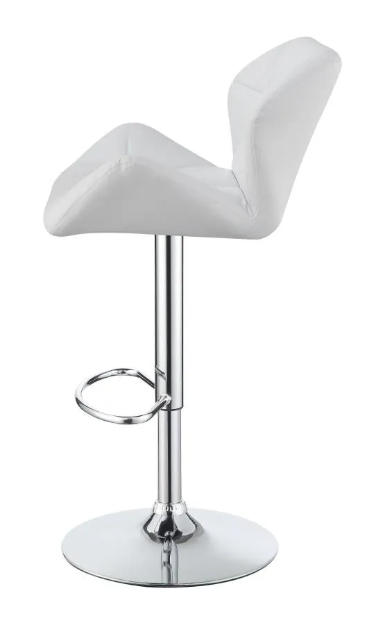 Adjustable Bar Stools Chrome and White (Set of 2)