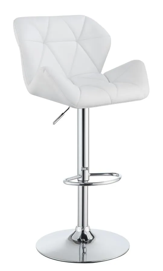 Adjustable Bar Stools Chrome and White (Set of 2)