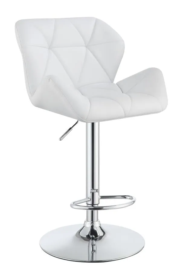 Adjustable Bar Stools Chrome and White (Set of 2)