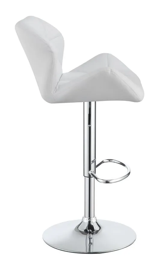 Adjustable Bar Stools Chrome and White (Set of 2)