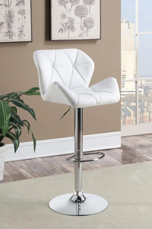 Adjustable Bar Stools Chrome and White (Set of 2)