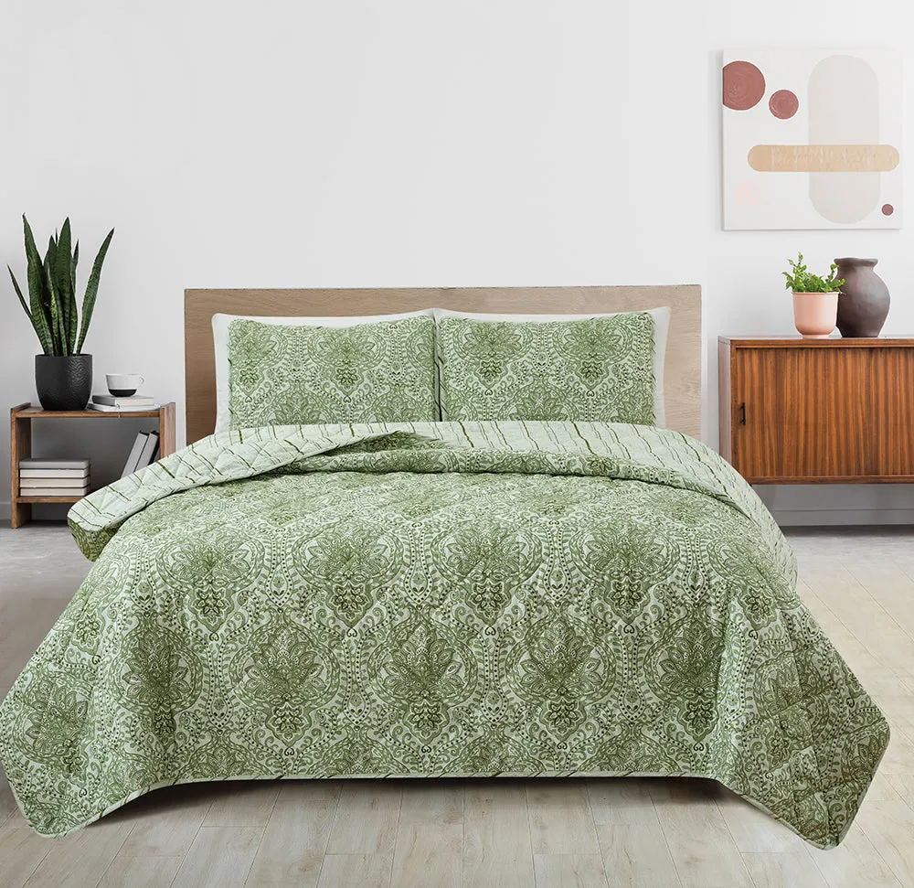 Adrianne Olive Reversible Quilt Set