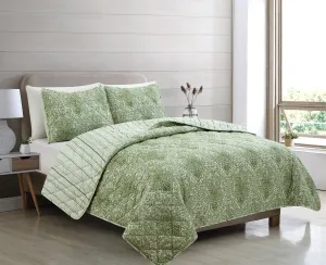 Adrianne Olive Reversible Quilt Set