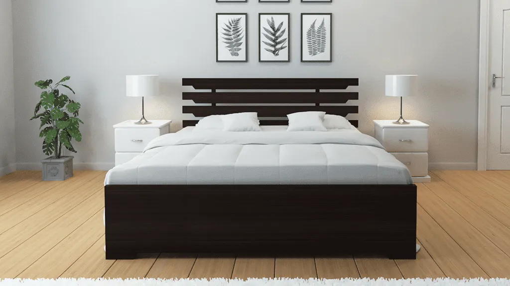 Alpha Wooden Bed without Storage in Walnut Finish