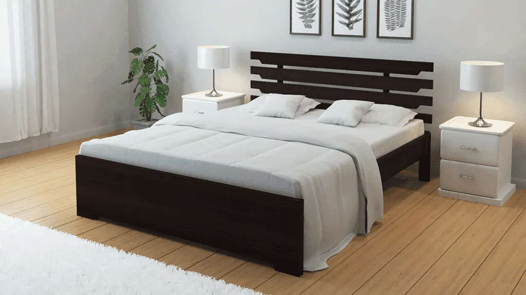 Alpha Wooden Bed without Storage in Walnut Finish