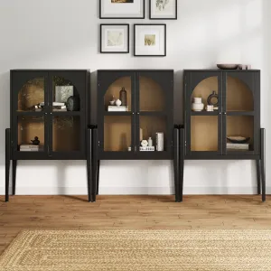 Arched Glass Door Storage Cabinets (Set of 3)