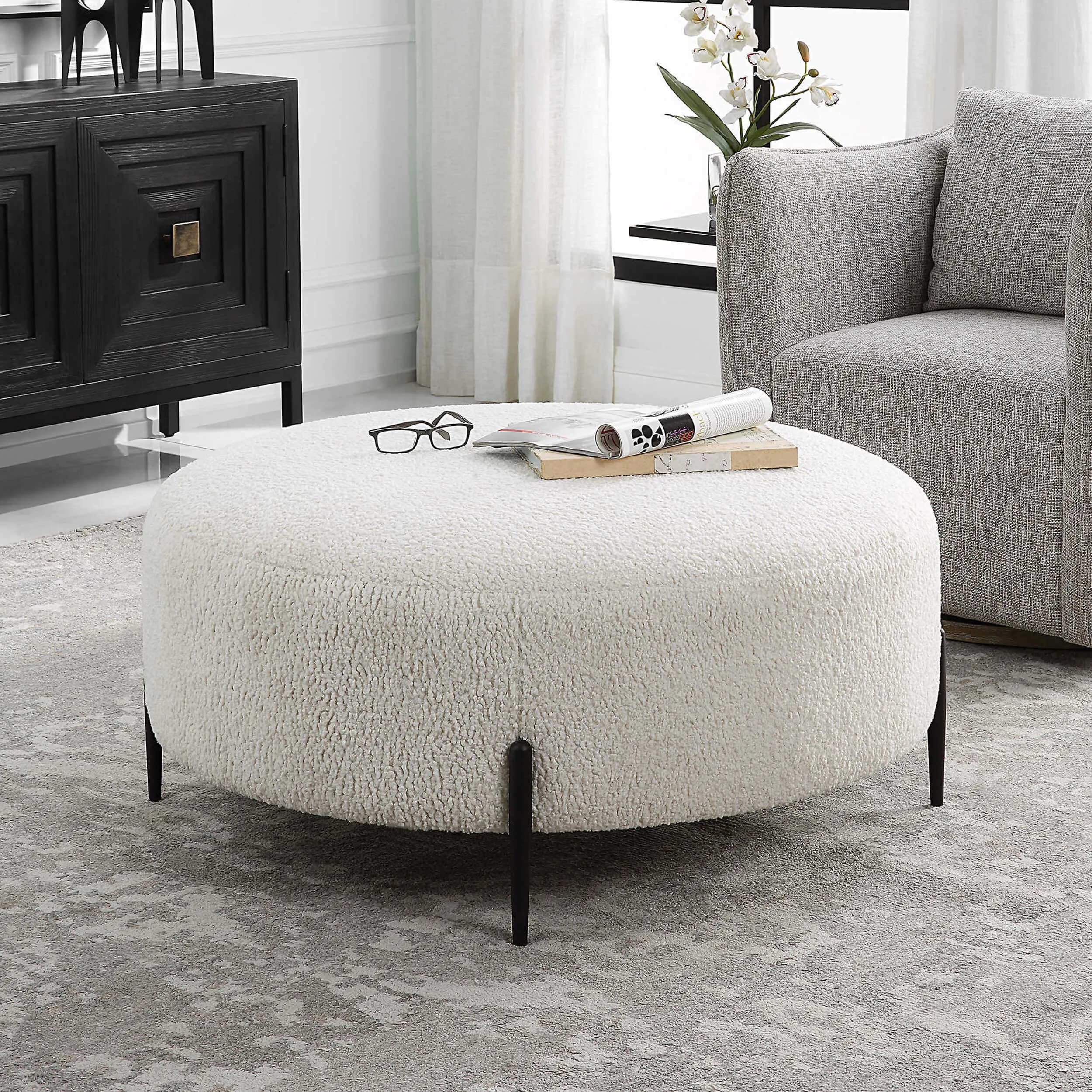 Arles Large Ottoman, White