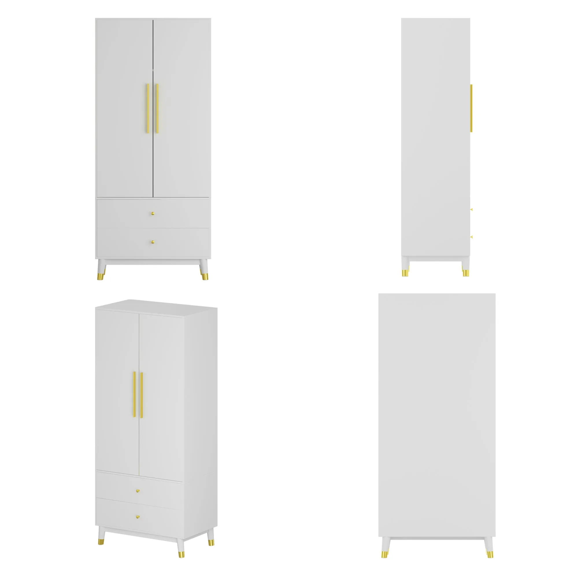 Armoire Modern Large Storage Closet 2-Door 2-Drawer