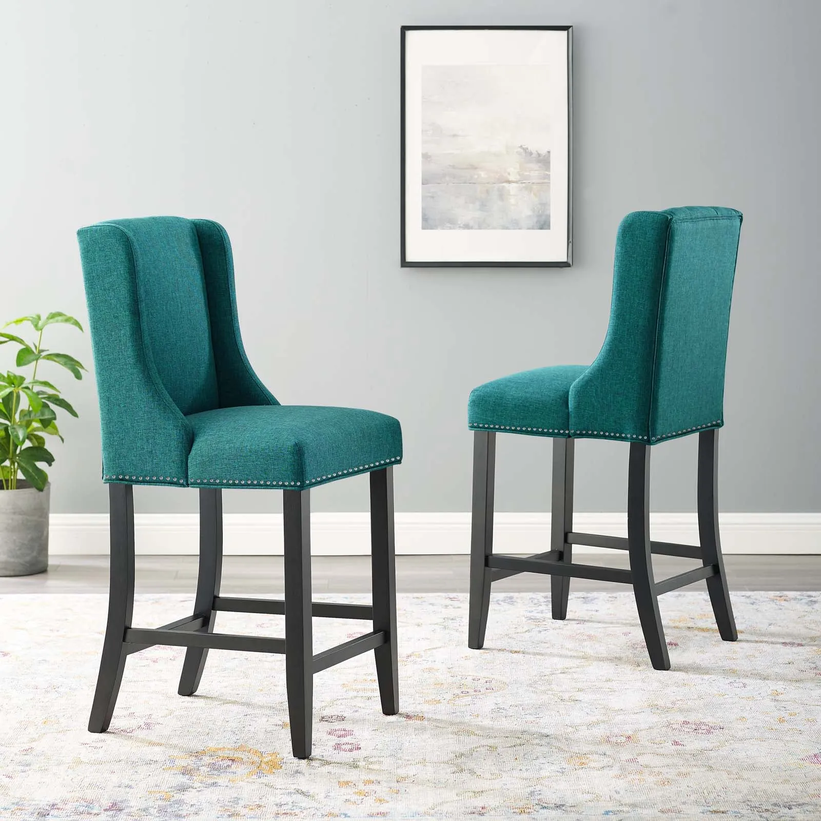 Baron Counter Stool Upholstered Fabric Set of 2