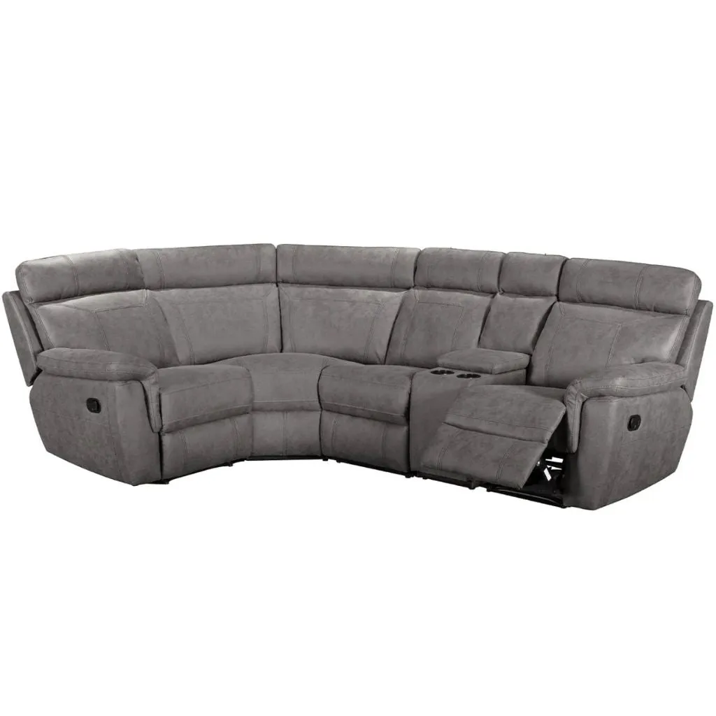 Baxter Fabric 2&1 Grey Reclining Corner Sofa w/ Console by Vida Living