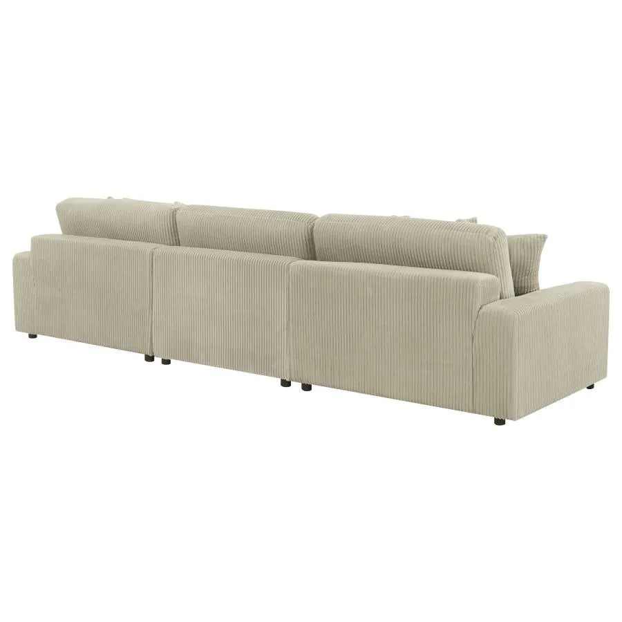 Blaine Upholstered Reversible Sectional Sofa Set With Amrless Chair Sand