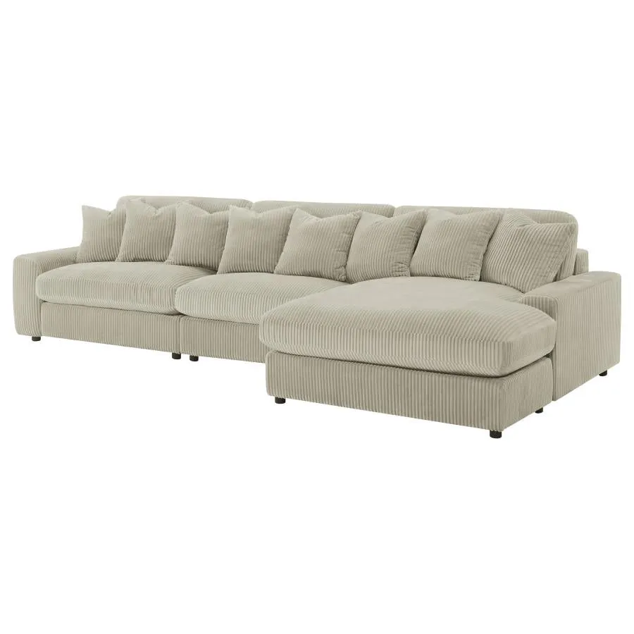 Blaine Upholstered Reversible Sectional Sofa Set With Amrless Chair Sand