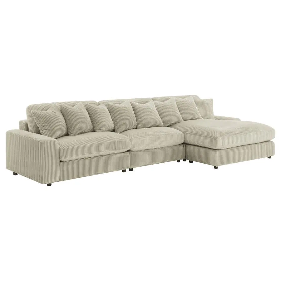 Blaine Upholstered Reversible Sectional Sofa Set With Amrless Chair Sand