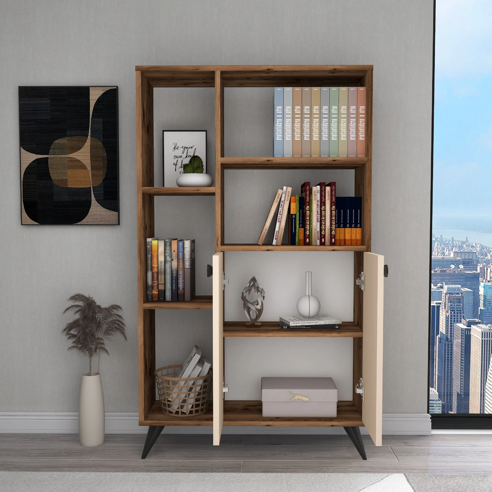 Bookcase with Cabinets and Shelves Melantha