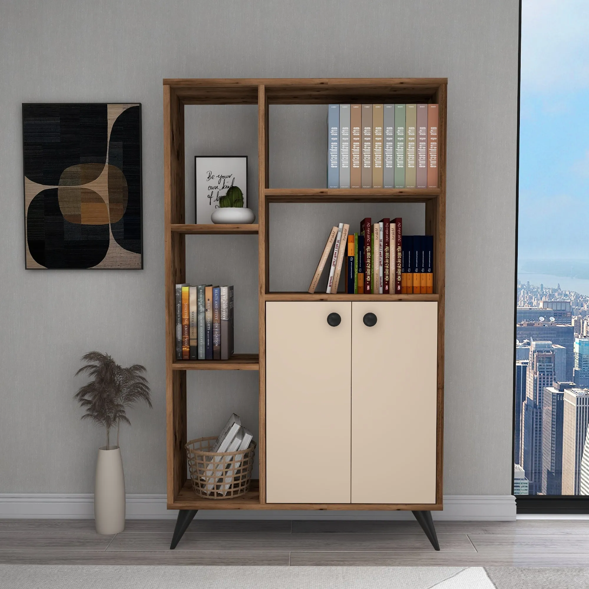 Bookcase with Cabinets and Shelves Melantha