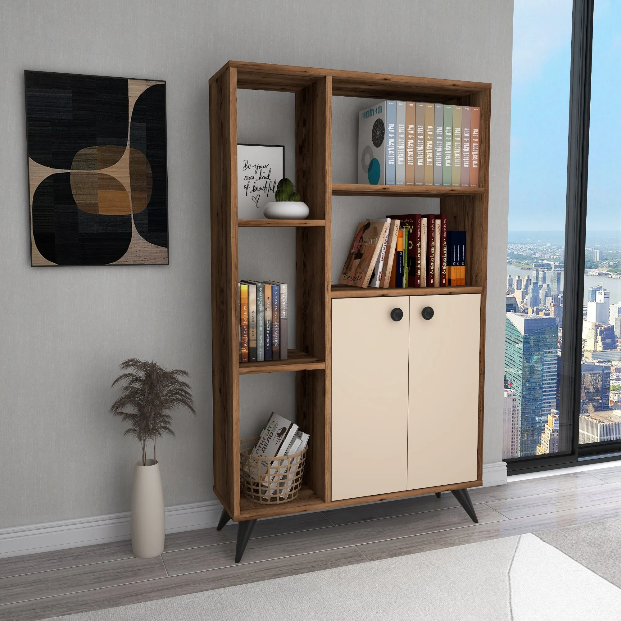 Bookcase with Cabinets and Shelves Melantha