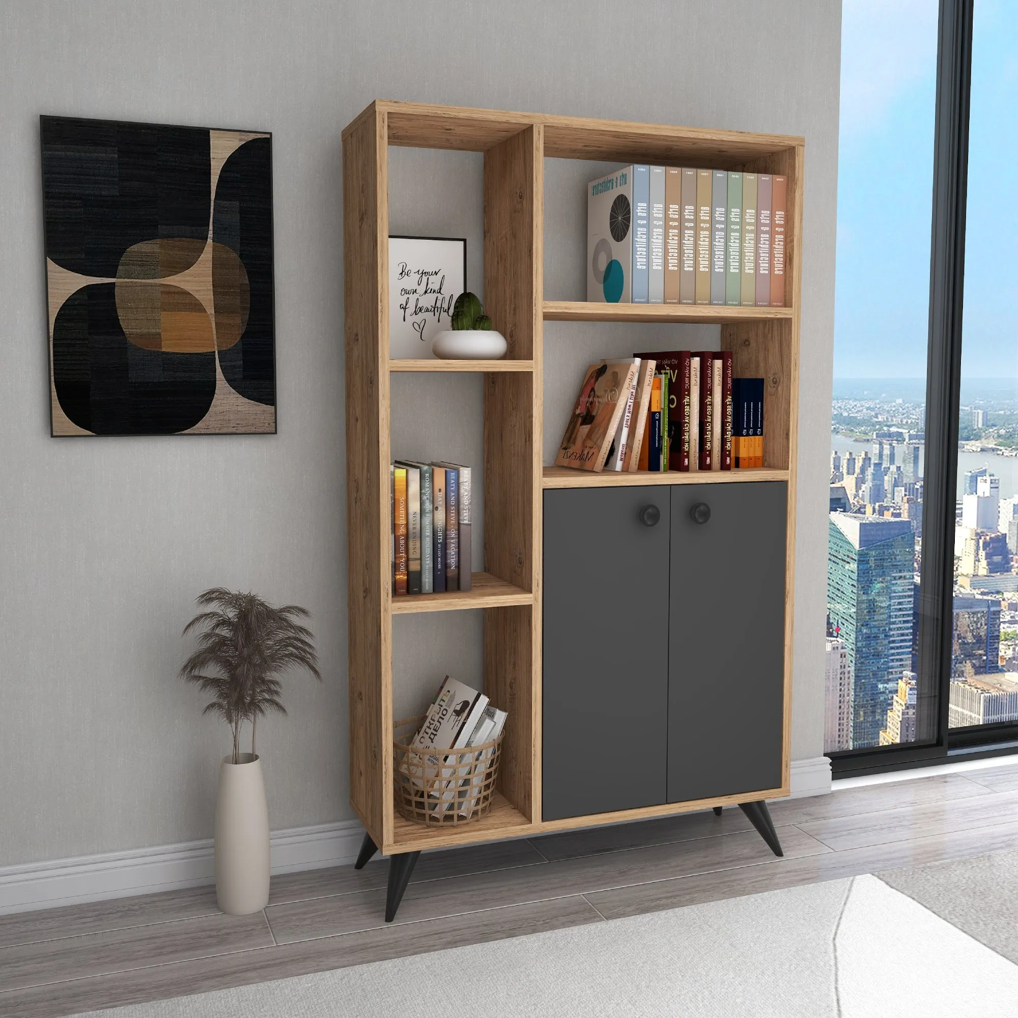 Bookcase with Cabinets and Shelves Melantha