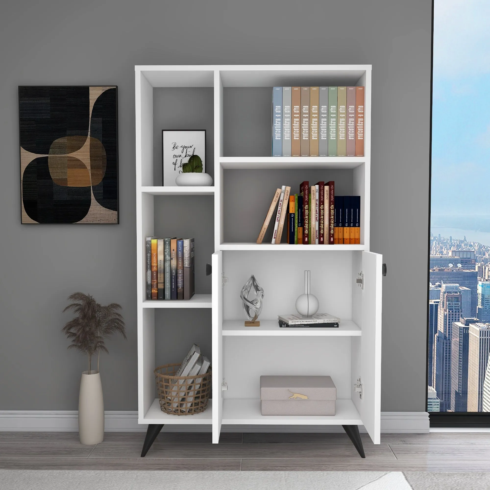 Bookcase with Cabinets and Shelves Melantha