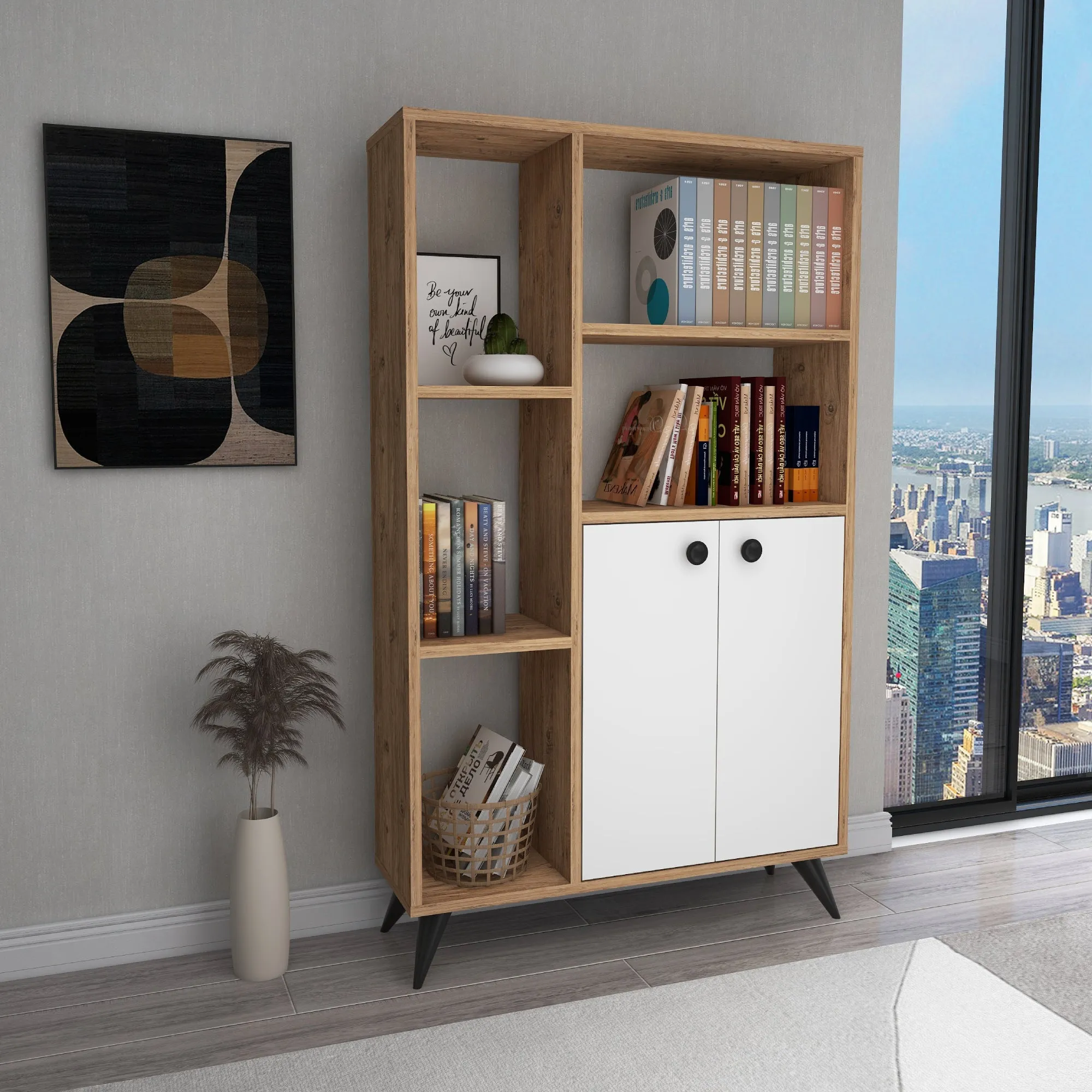 Bookcase with Cabinets and Shelves Melantha