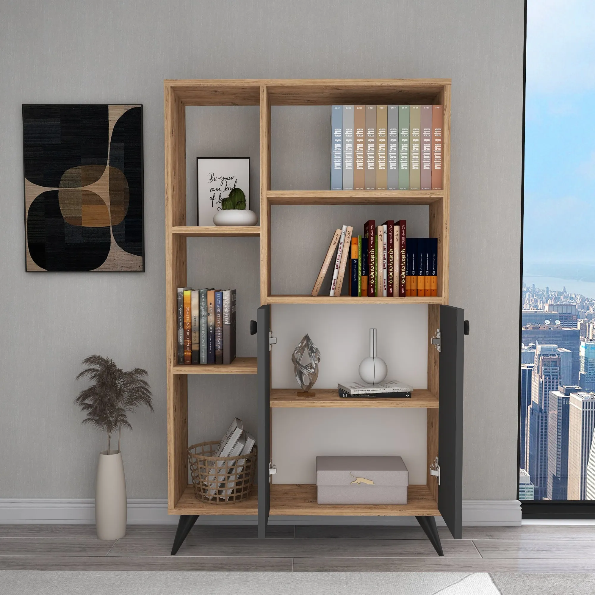 Bookcase with Cabinets and Shelves Melantha