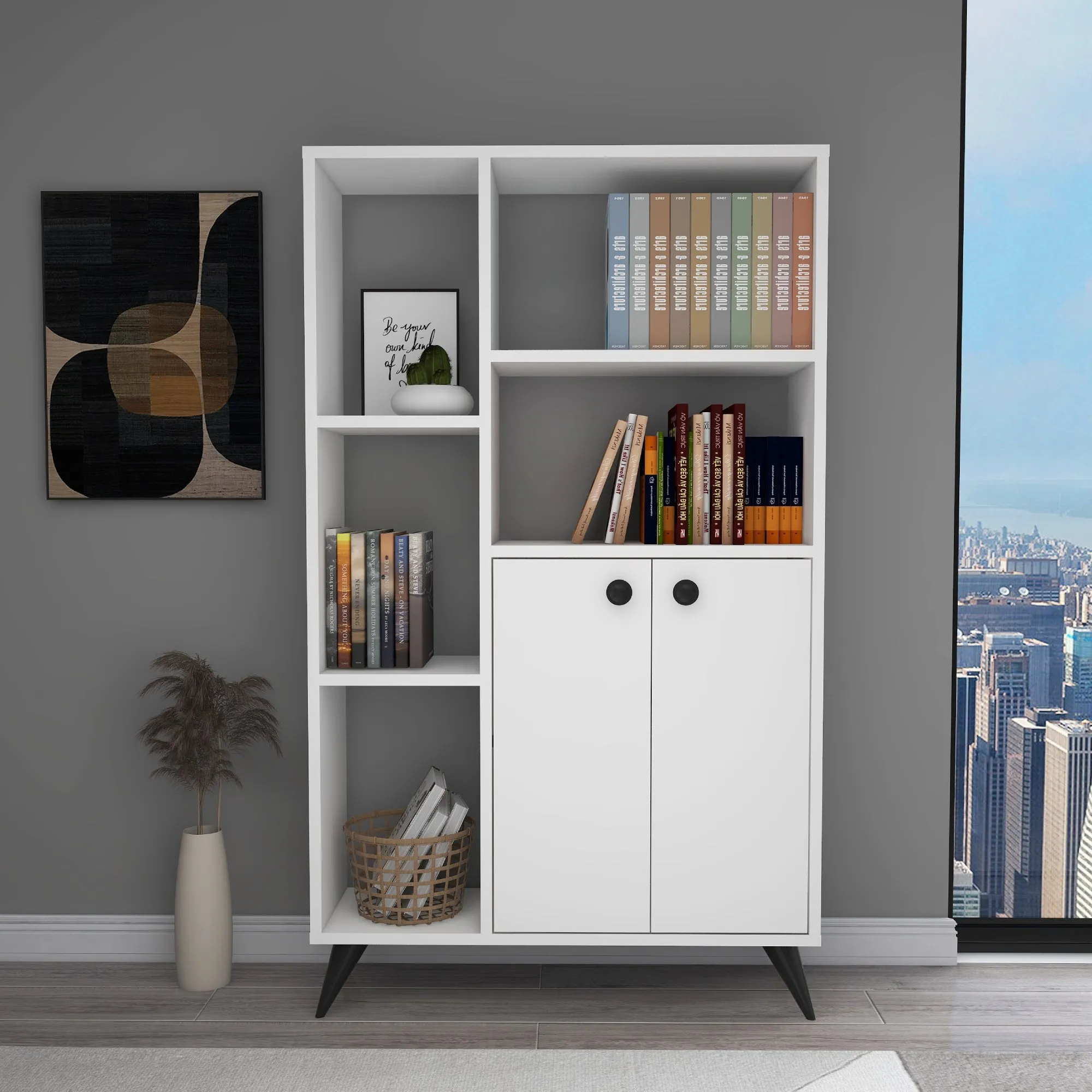 Bookcase with Cabinets and Shelves Melantha