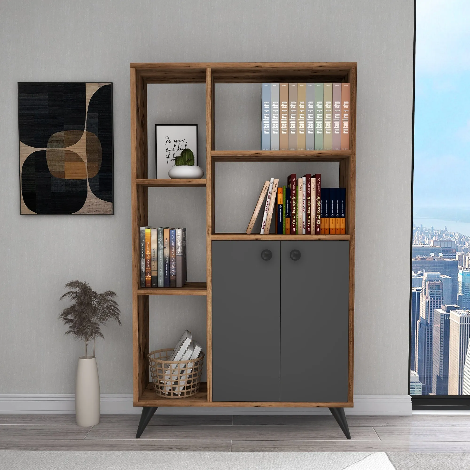 Bookcase with Cabinets and Shelves Melantha