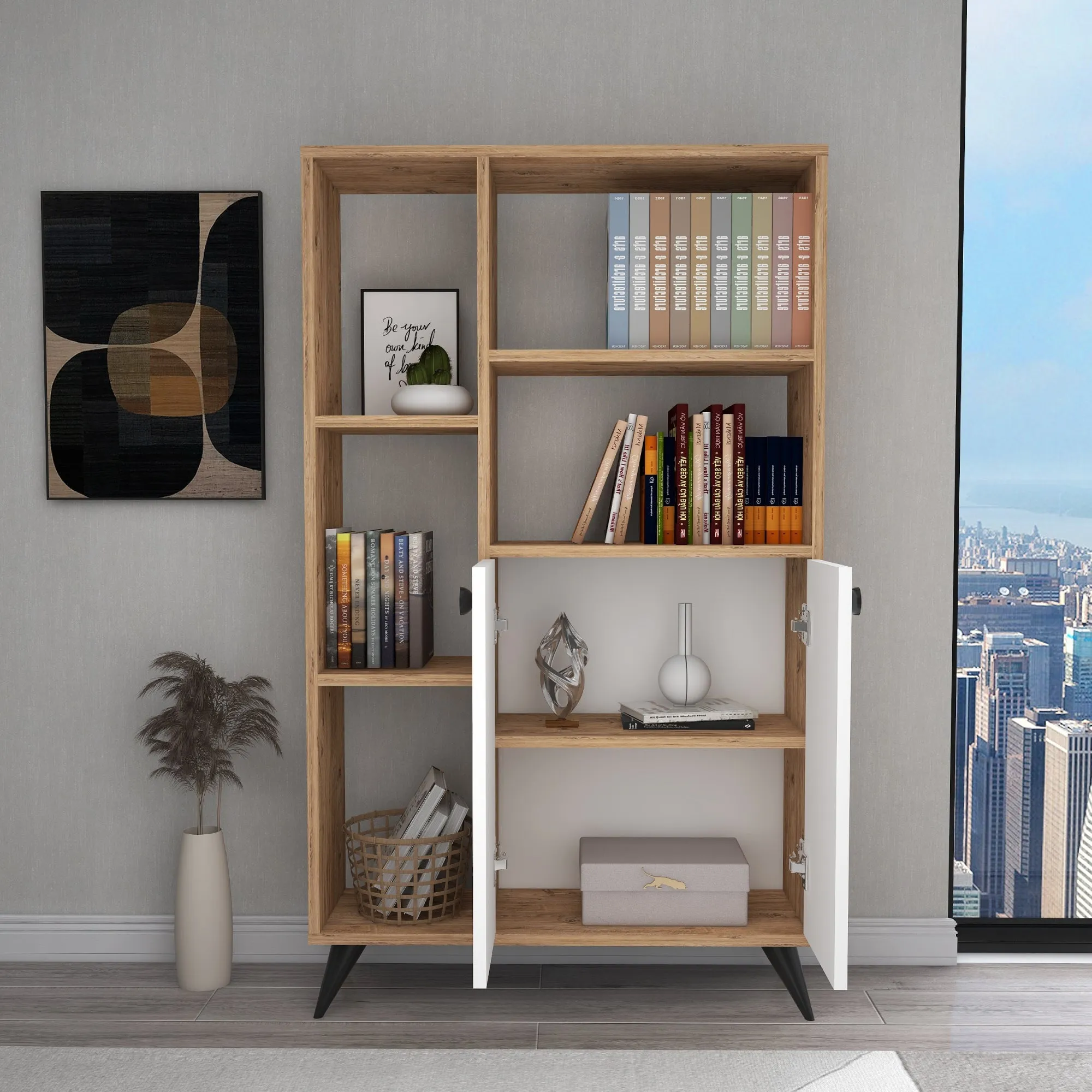 Bookcase with Cabinets and Shelves Melantha