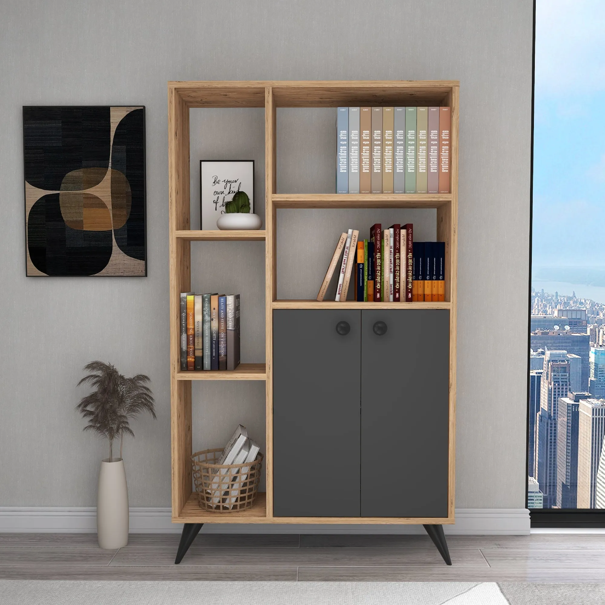 Bookcase with Cabinets and Shelves Melantha