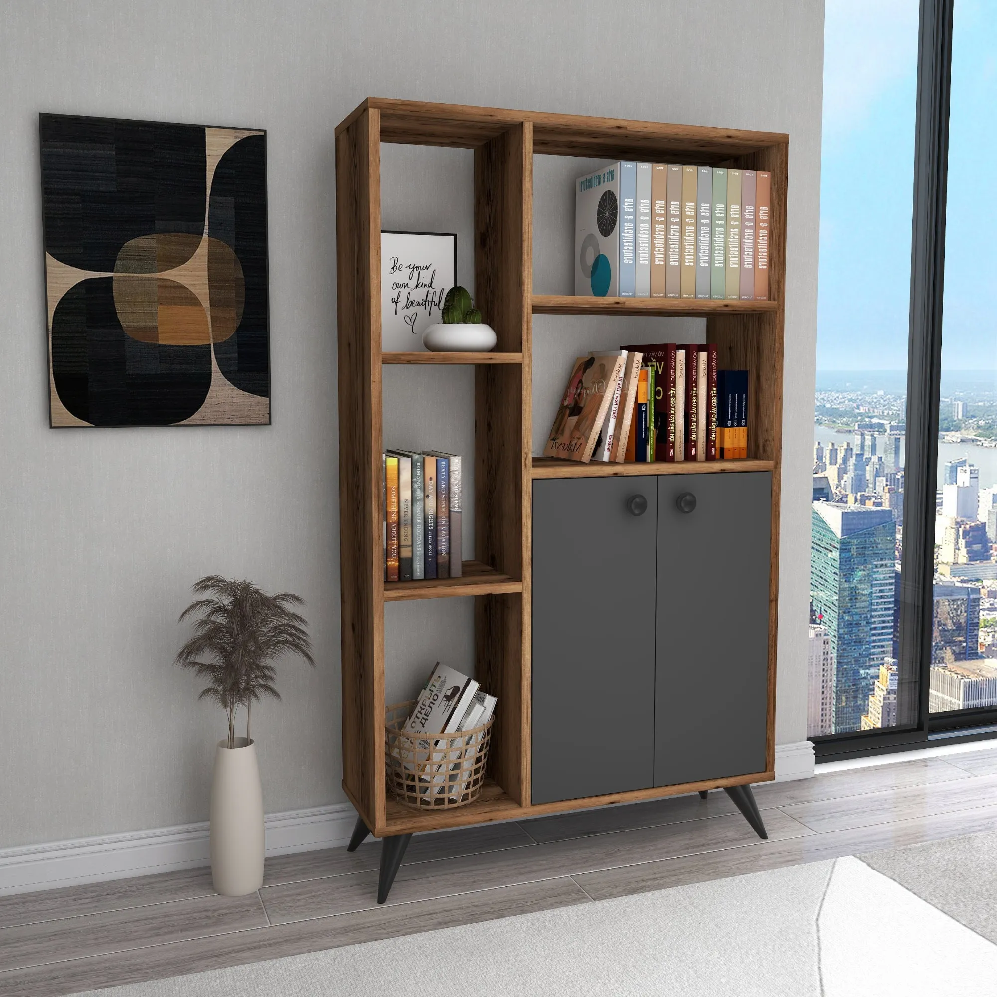 Bookcase with Cabinets and Shelves Melantha