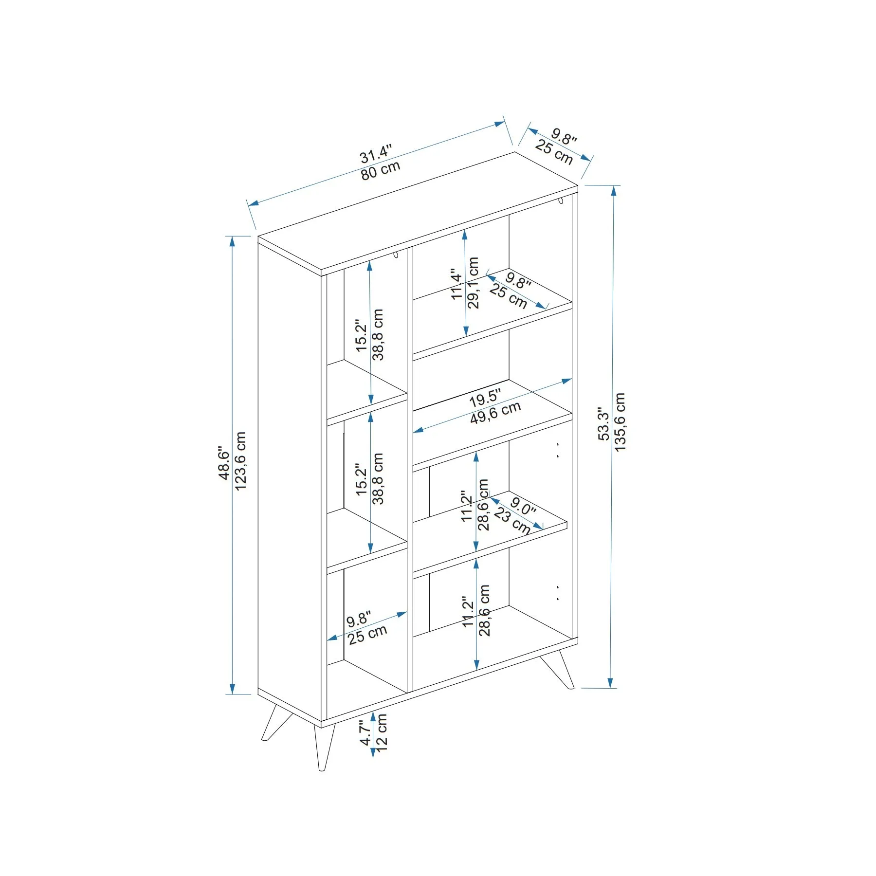 Bookcase with Cabinets and Shelves Melantha