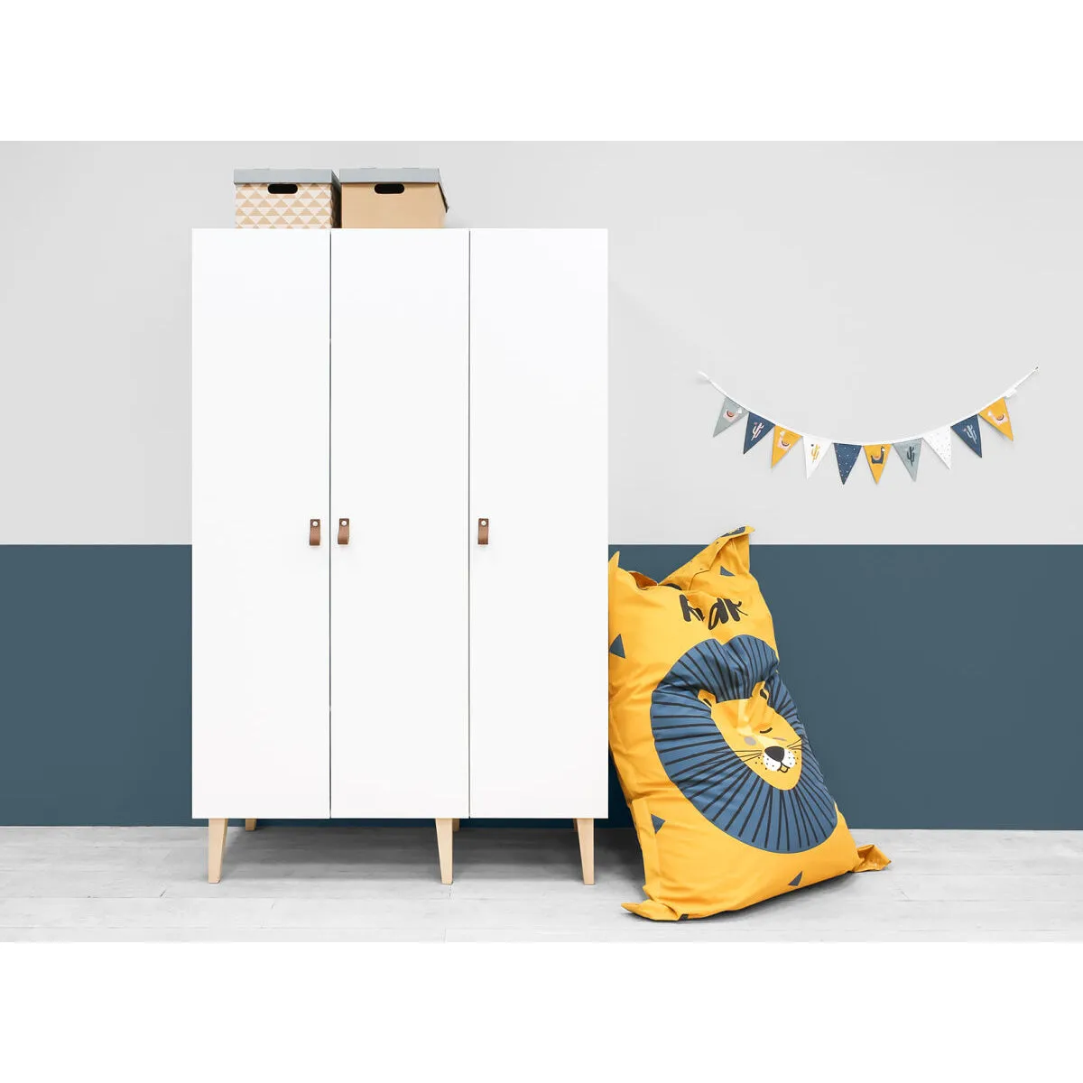 Bopita 3-Door Wardrobe Indy White/Natural