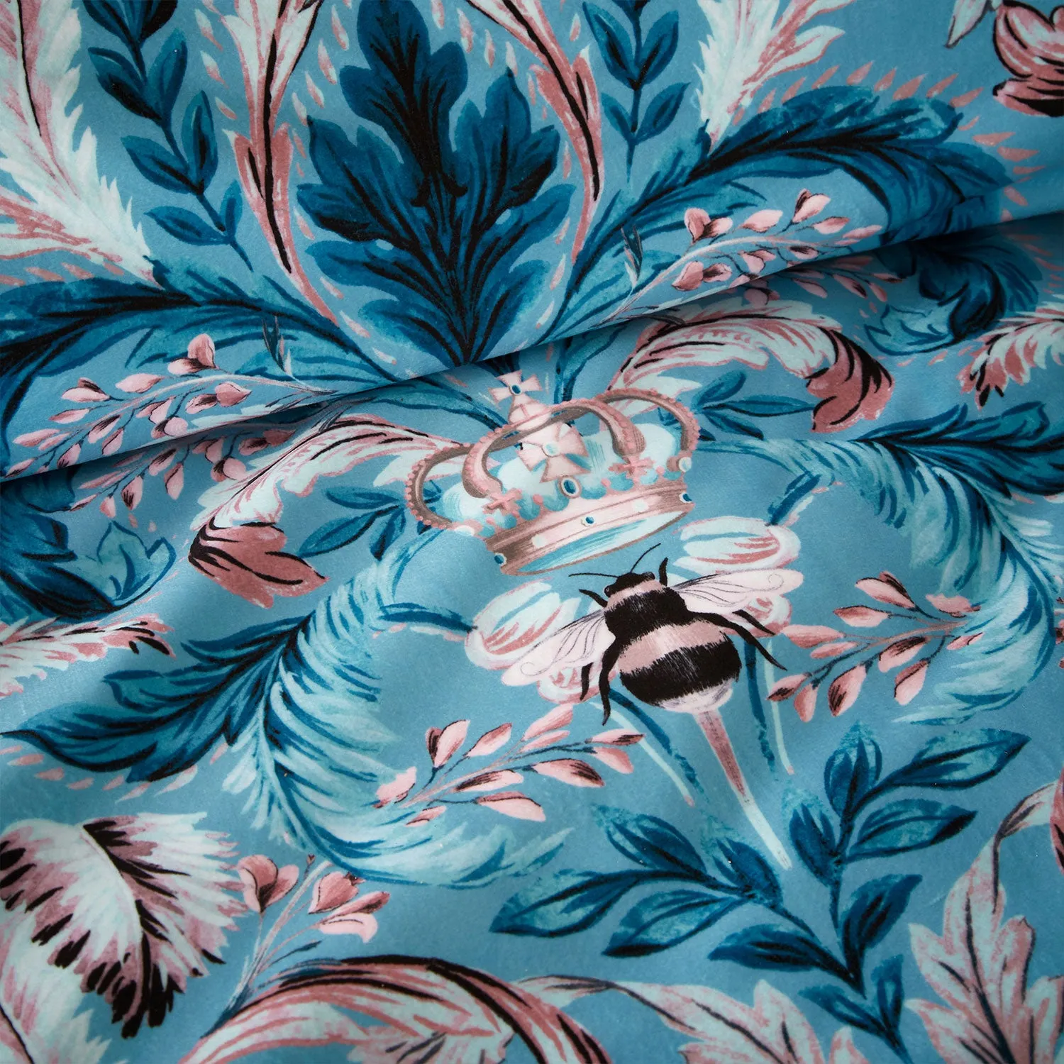 Bridgerton By Catherine Lansfield Regency Damask Teal Velvet Duvet Set