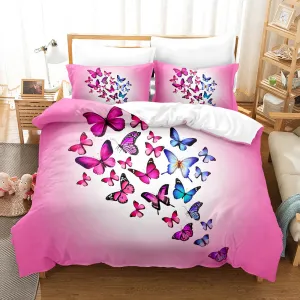 butterfly bed set pink with group butterflies bright