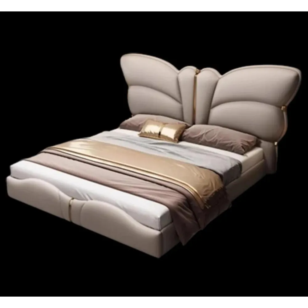 Butterfly Premium Upholstered Bed In Leatherette