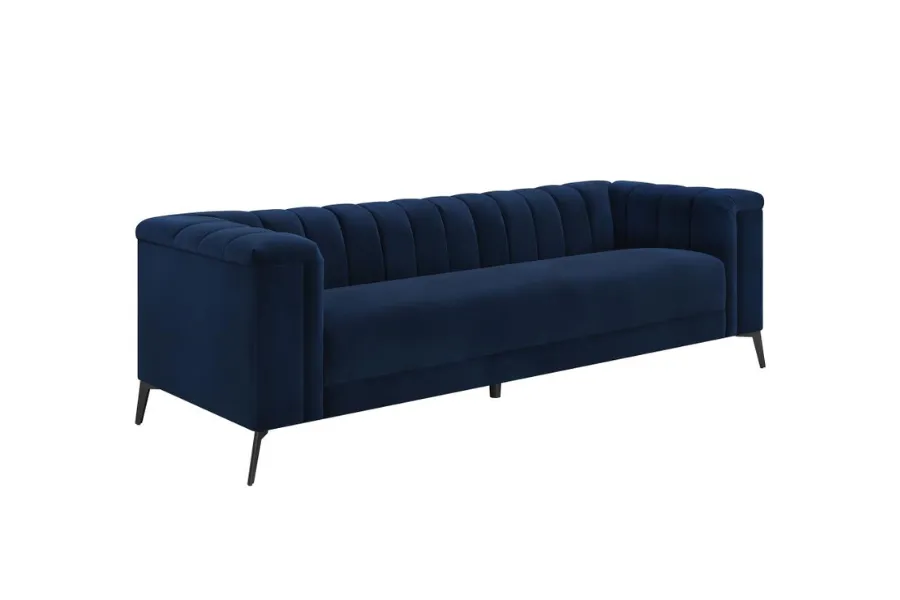 Chalet Upholstered Tuxedo Arm Tufted Sofa Blue 509211