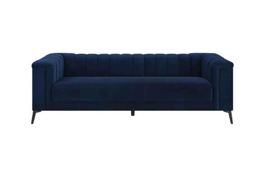 Chalet Upholstered Tuxedo Arm Tufted Sofa Blue 509211