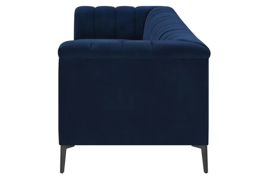 Chalet Upholstered Tuxedo Arm Tufted Sofa Blue 509211