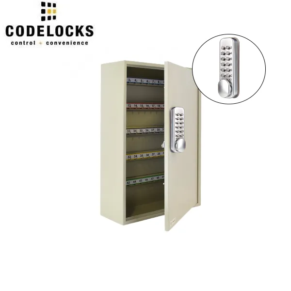 CodeLocks - Key Secure Hook Key & Padlock Cabinet w/ CL160 - Mechanical Lock - Tubular Mortise Latch - Hold Back Feature - QuickCode - Optional Storage