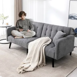 Convertible Foton Sectional Sleeper Sofa Bed Loveseat Couch Small Apartment Furniture Dark Gray