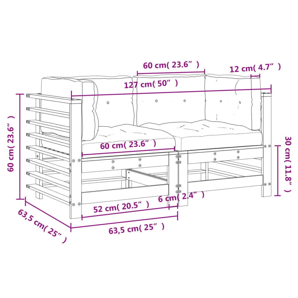 Corner Sofas with Cushions 2 pcs Impregnated Wood Pine