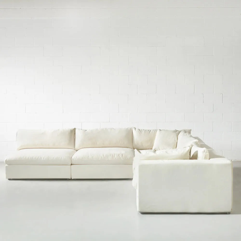 COSMIC - Cream Fabric Modular Sectional (5 piece)