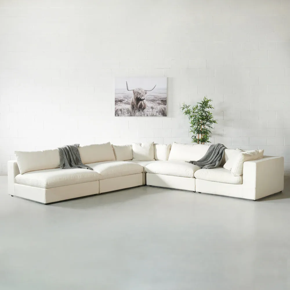 COSMIC - Cream Fabric Modular Sectional (5 piece)